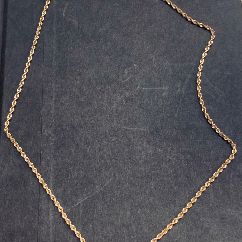 14K Solid Gold Diamond Cut Rope Chain 20"